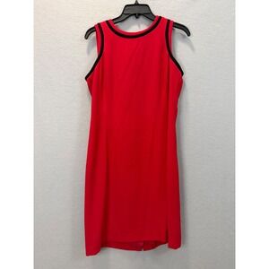 Peter Nygard Petite Red Sleeveless Sheath Dress Black Contrast Trim Size 6